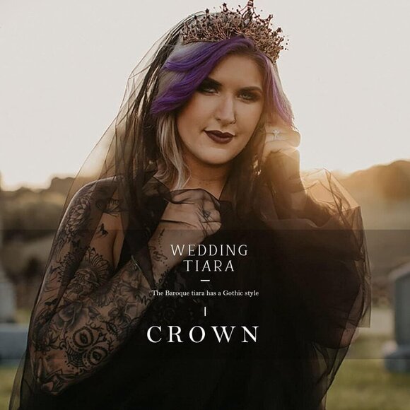 Baroque Black Crown Rhinestone Tiara Bridal Prom Hair Accessory for Women Girls